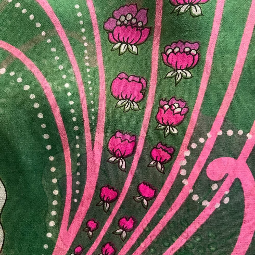 Burmel Sheer Rectangular Pink Floral Scarf 42” x 13” - Picture 7 of 7
